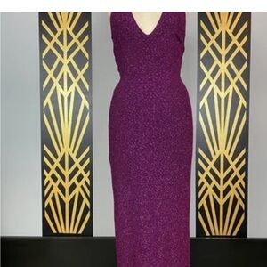 Jessica McClintock‎ Gunne Sax millennium 2000 purple sparkly halter dress Size 7